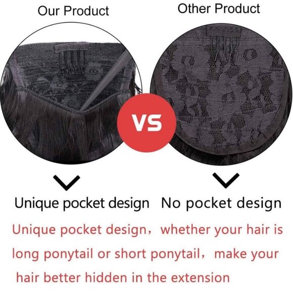 Long Ponytail Extension Wavy Curly 22" Straight Kinky Ponytail Bun Ponytail Clip - Picture 7 of 10